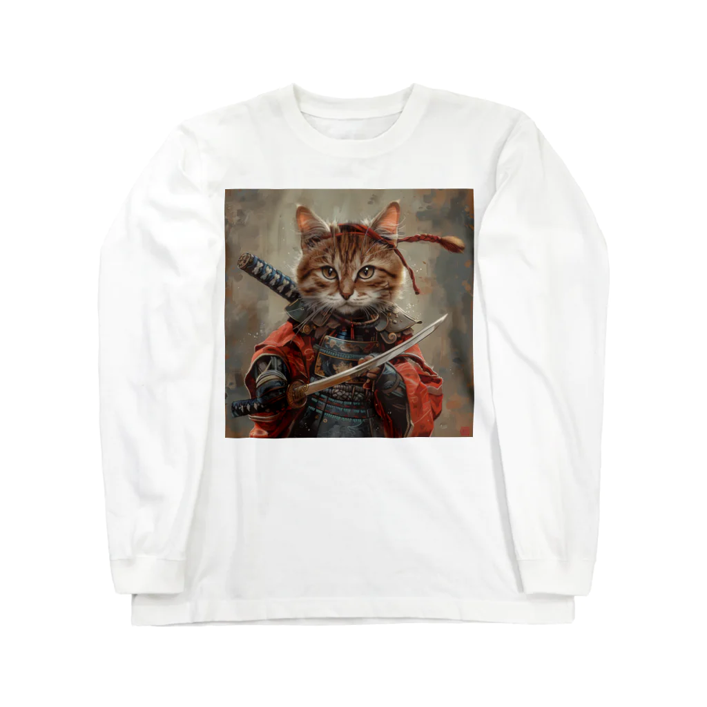 AQUAMETAVERSEの猫サムライ・ミケ　Tomoe bb 2712 ロングスリーブTシャツ