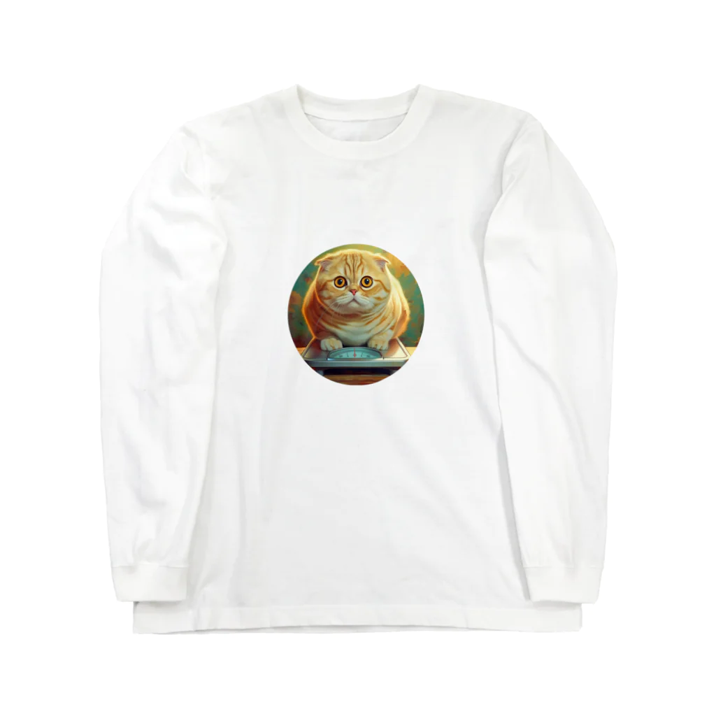 FONSデザインの太った猫２ ロングスリーブTシャツ
