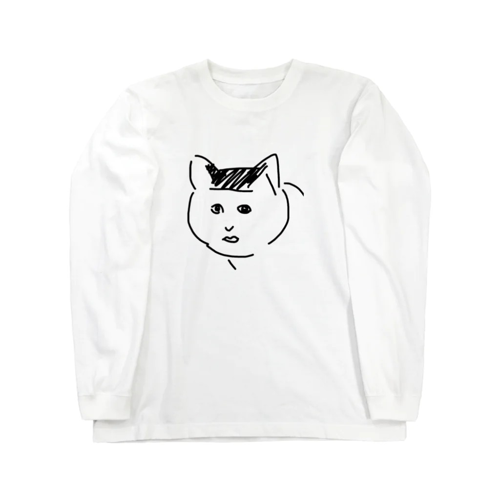 ふじのん屋のブサ猫のり夫 ロングスリーブTシャツ