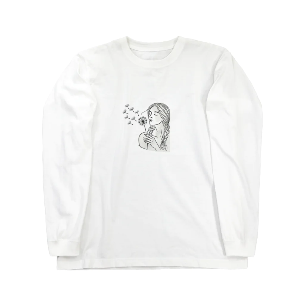 おもちのたんぽぽと女性 Long Sleeve T-Shirt