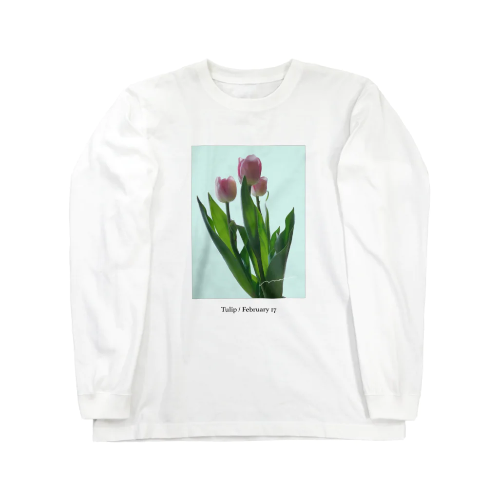 FUJIMARUのTulip / pink blue ロングスリーブTシャツ