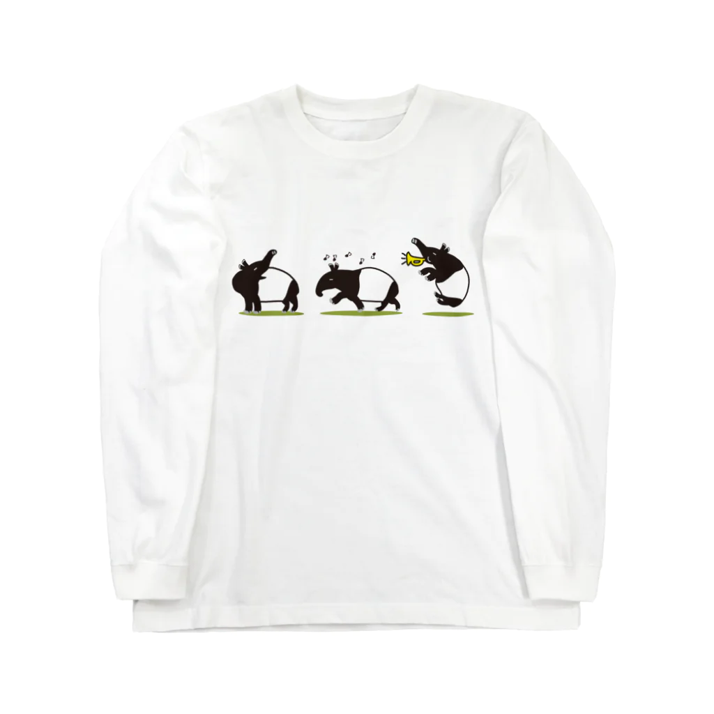 バクの森 〜マレーバクや動物イラストのグッズ 〜の楽しいマレーバクの「３バクトリオ」シリーズ Long Sleeve T-Shirt