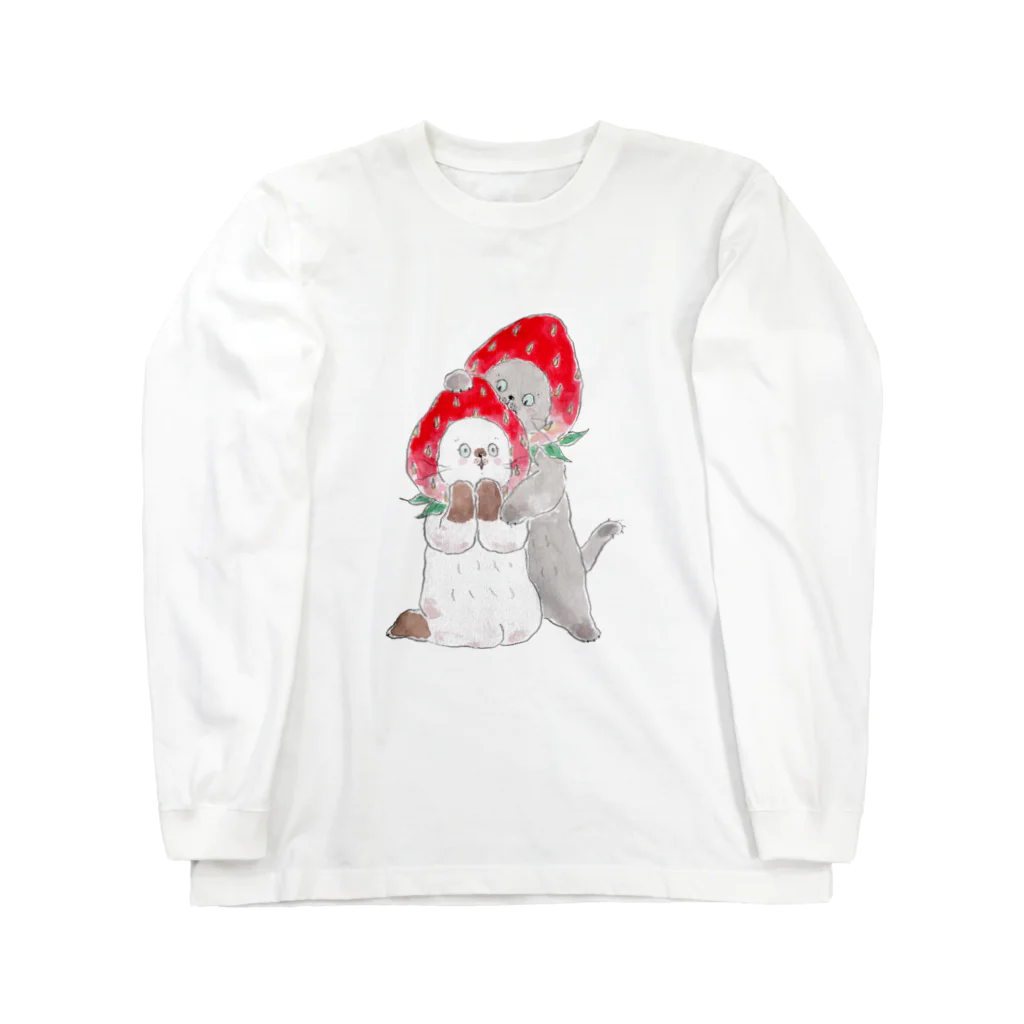 トコロコムギのガブっといちごにゃんこ Long Sleeve T-Shirt