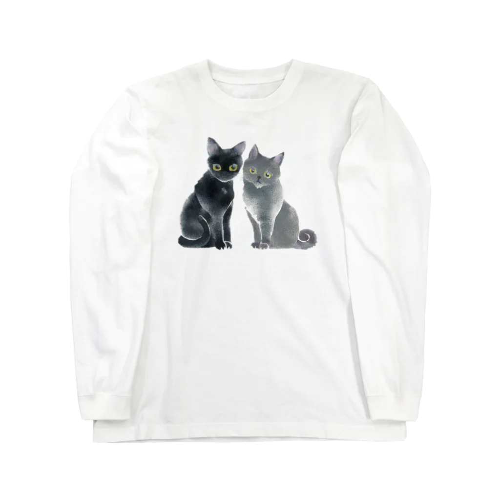 miiyaの三居屋のステンシル 猫 duo ロングスリーブTシャツ