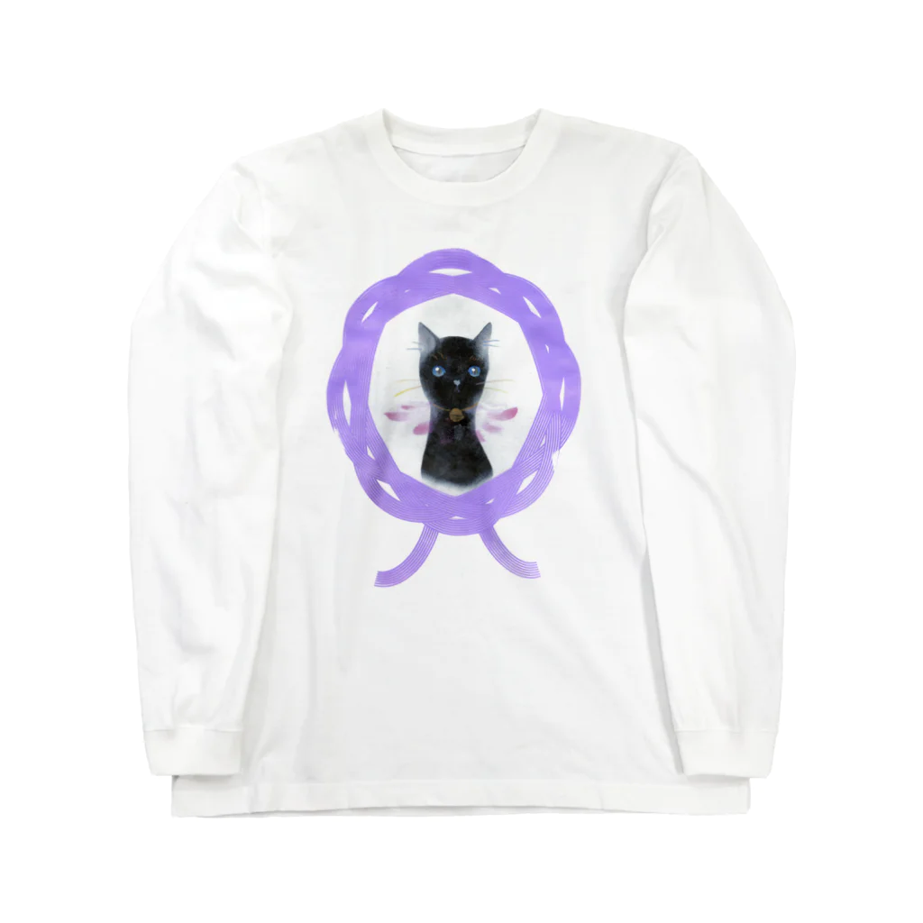 miiyaの三居屋の水引猫 黒華  Long Sleeve T-Shirt