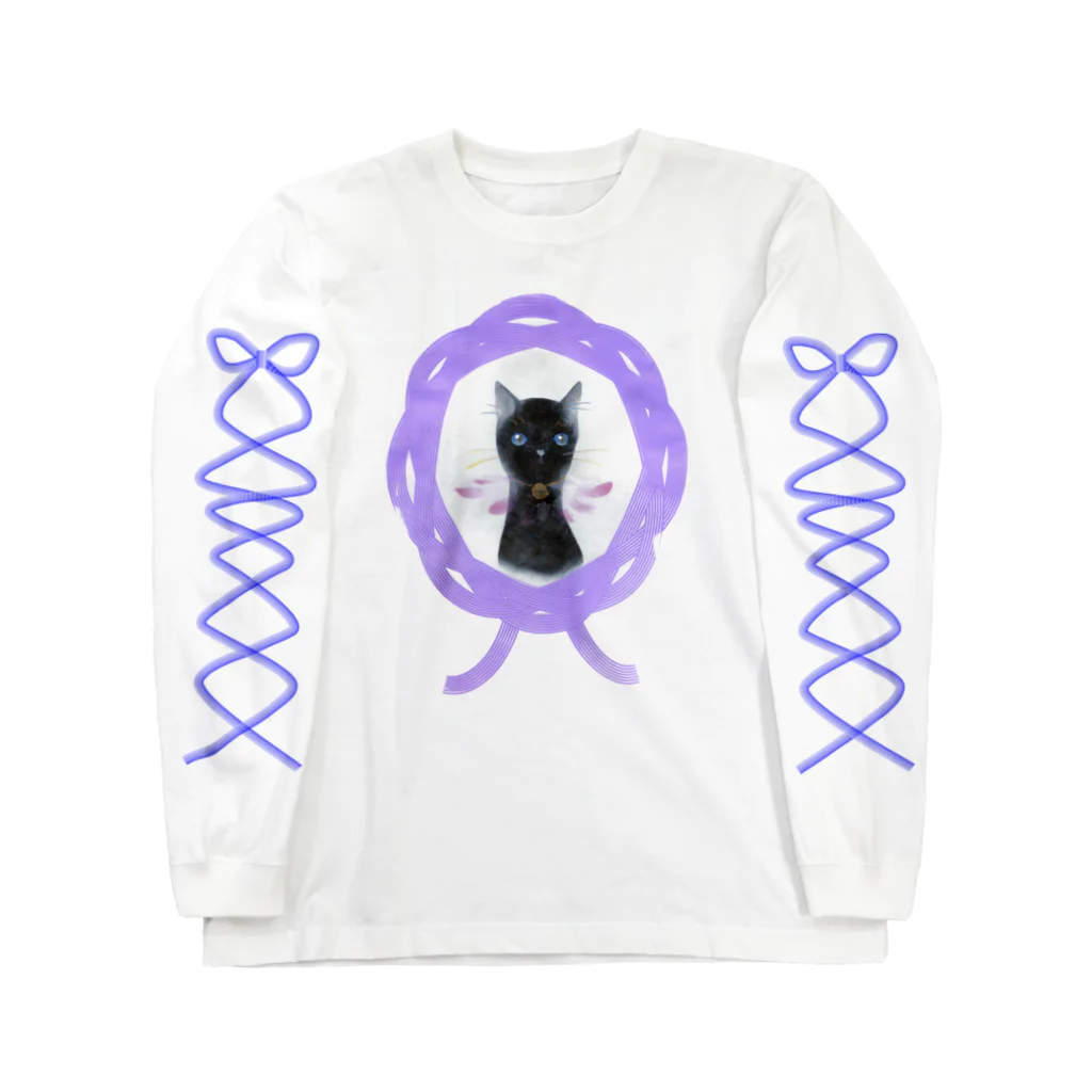 miiyaの三居屋の水引猫 黒華 2 Long Sleeve T-Shirt