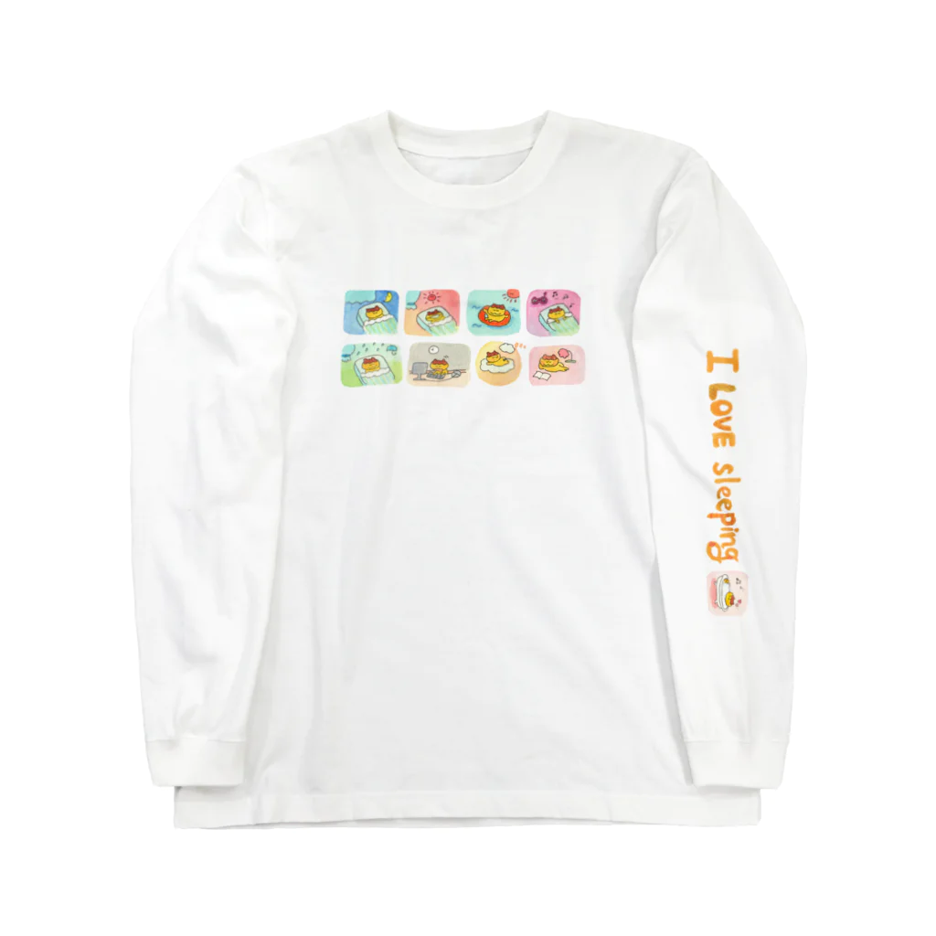 popopom777のi love sleeping (オレンジ袖ロゴ＆お風呂ねむくん) Long Sleeve T-Shirt