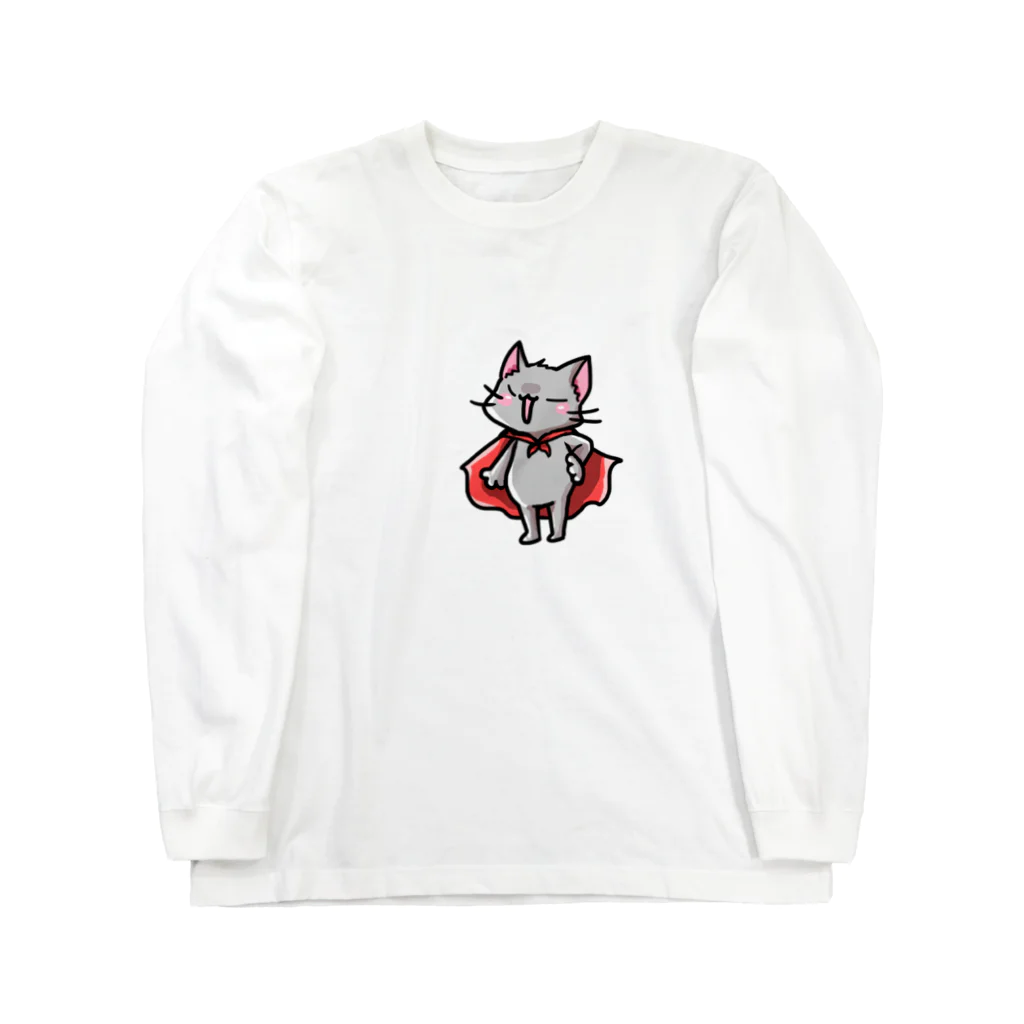 ひまわりのにゃんこヒーロー ロングスリーブTシャツ