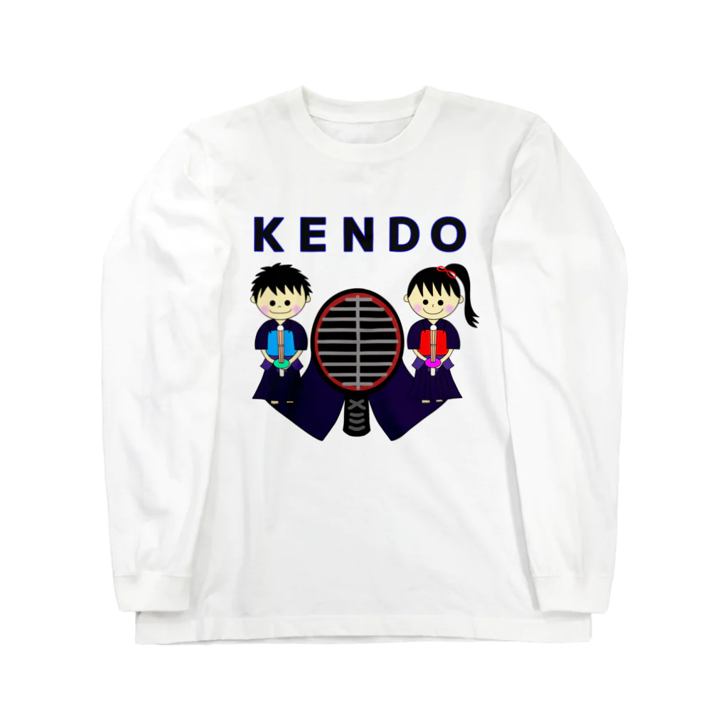 yoshiFactoryの剣道“ＫＥＮＤＯ”男子女子トンボ(ブルー) ロングスリーブTシャツ