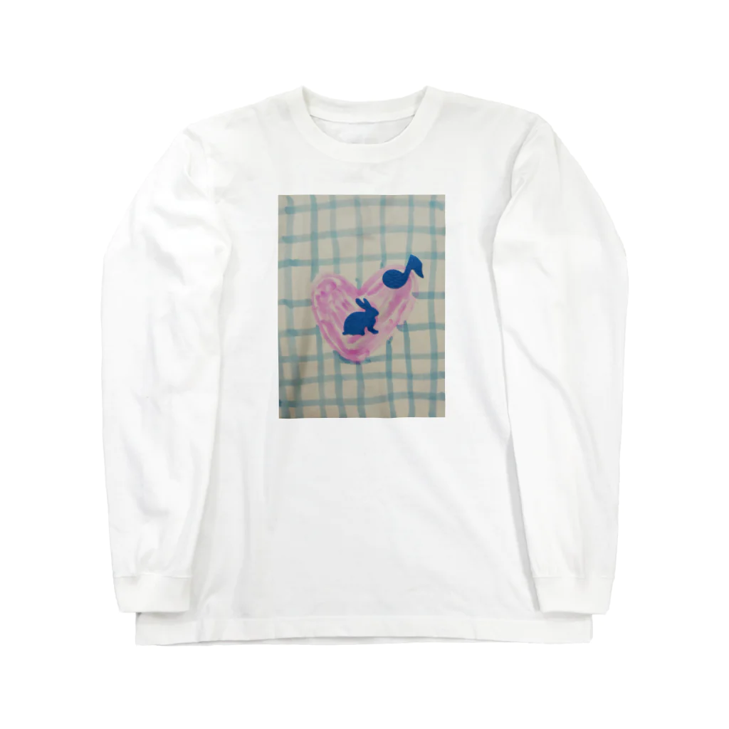 空飛ぶクジラの兎とチェック Long Sleeve T-Shirt