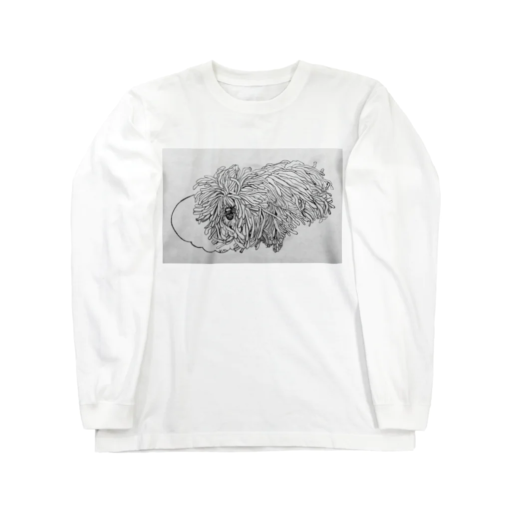 光平洋子のかしこいプーリー犬が転がる。 puli illustration  Long Sleeve T-Shirt