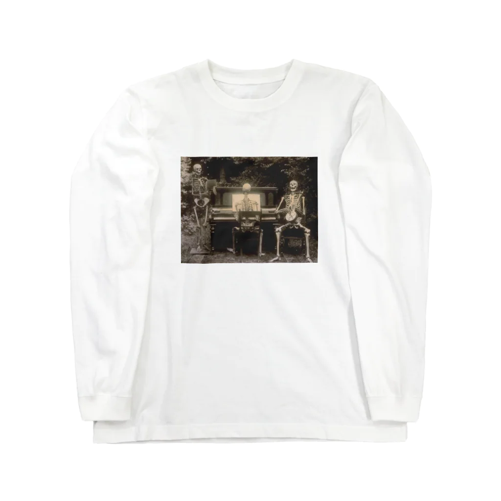 VintageのThree skeletons at the piano ロングスリーブTシャツ