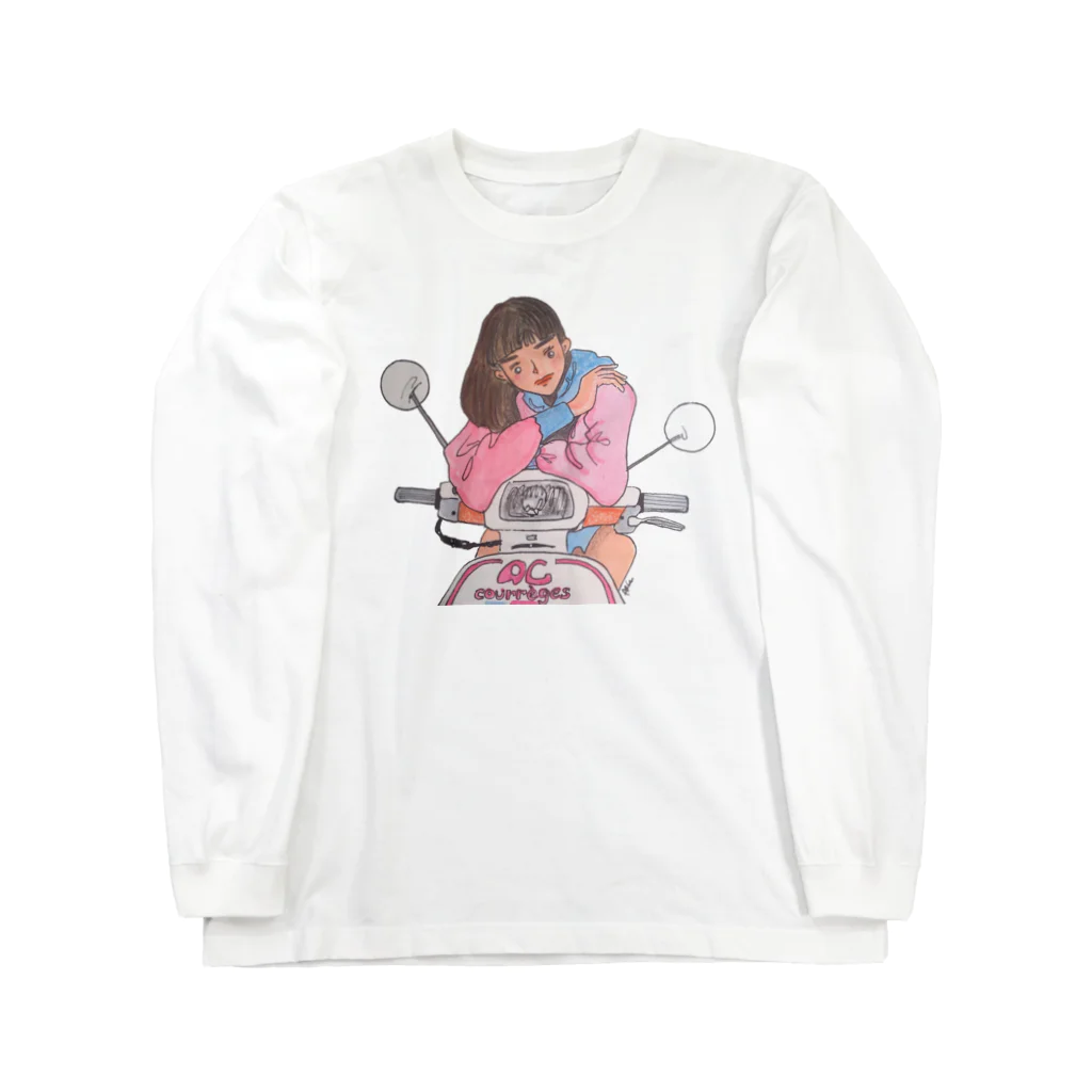 ミウのピンクのスクーター Long Sleeve T-Shirt