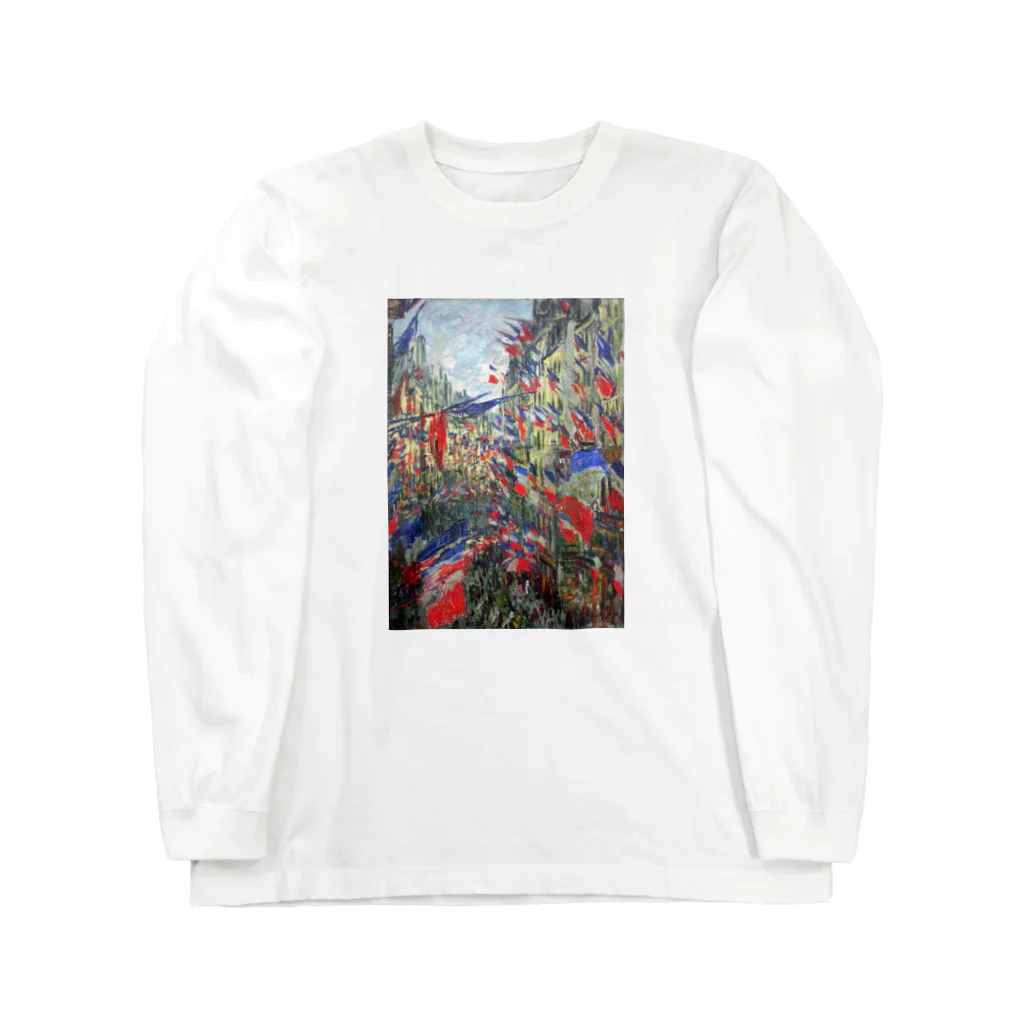 Art Baseのクロード・モネ / The Rue Montargueil with Flags ロングスリーブTシャツ