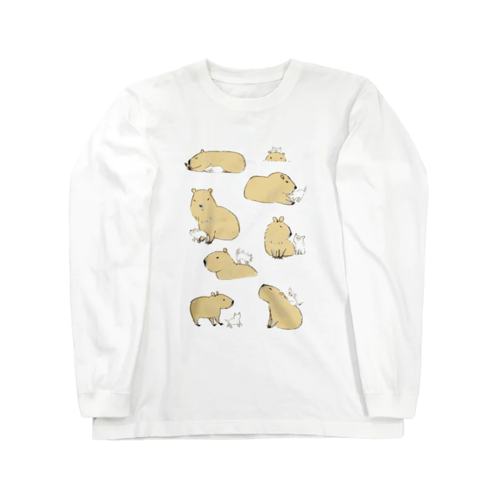 ももろ のカピバラと猫 Long Sleeve T-Shirt