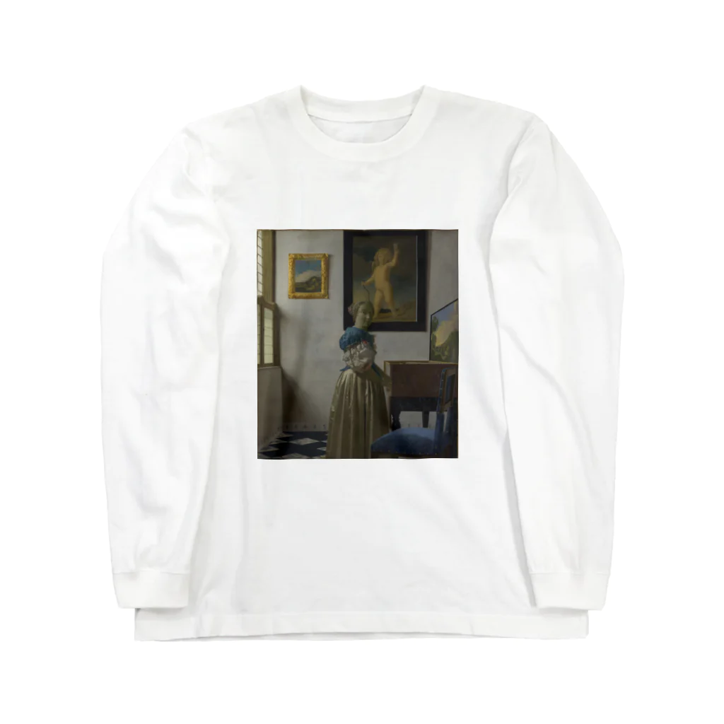 Art Baseのヴァージナルの前に立つ女 / フェルメール (Young woman standing at a virginal - 1672) Long Sleeve T-Shirt