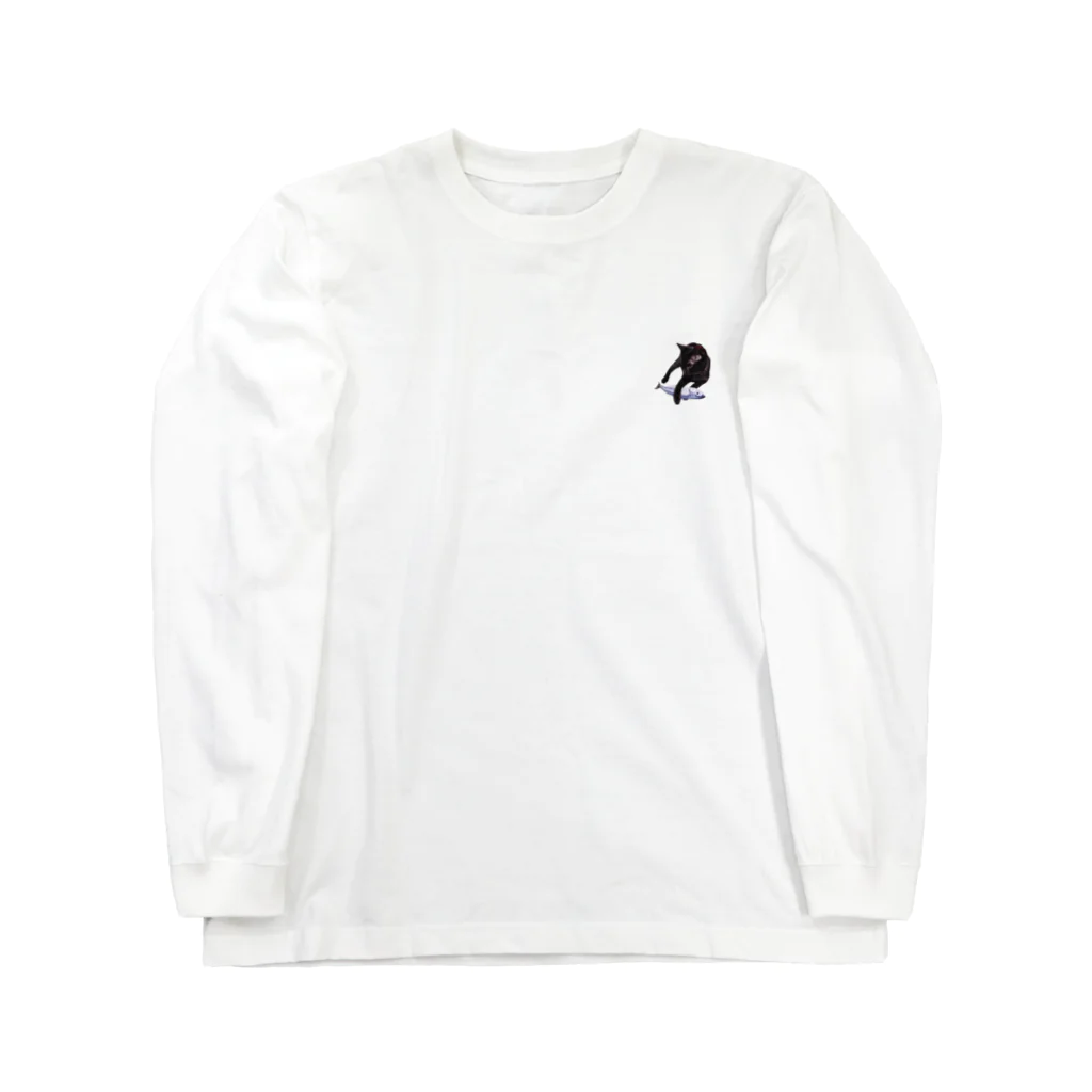 くろねこのてんのさかなをまもるねこ Long Sleeve T-Shirt