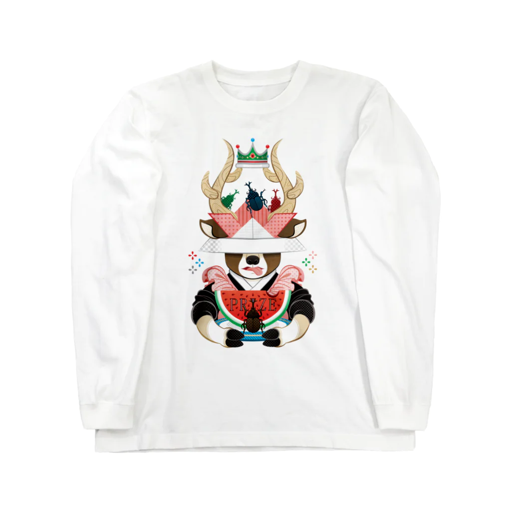 ねことりむし★CAT BIRD INSECTのカブトムシと西瓜（リメイク） Long Sleeve T-Shirt