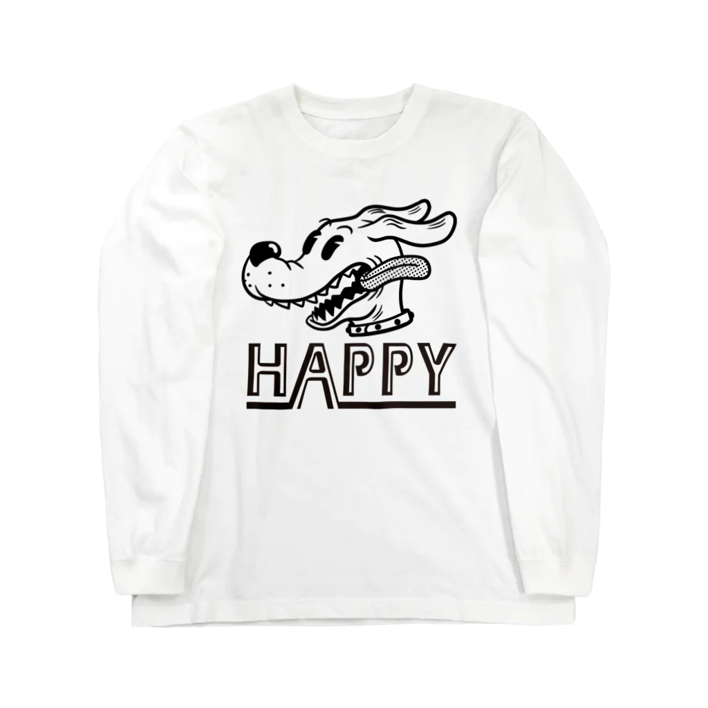 nidan-illustrationのhappy dog (black ink) Long Sleeve T-Shirt