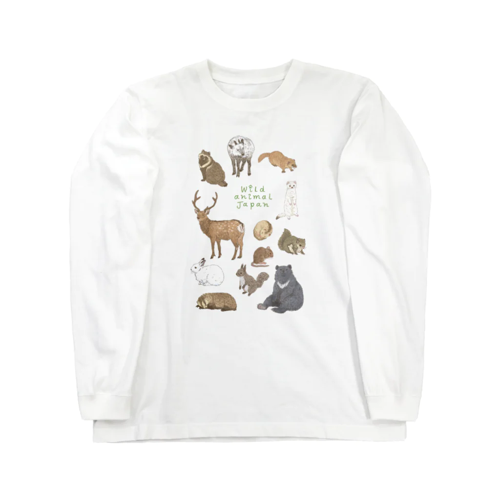 ちなきのこのWild animal japan ロングスリーブTシャツ