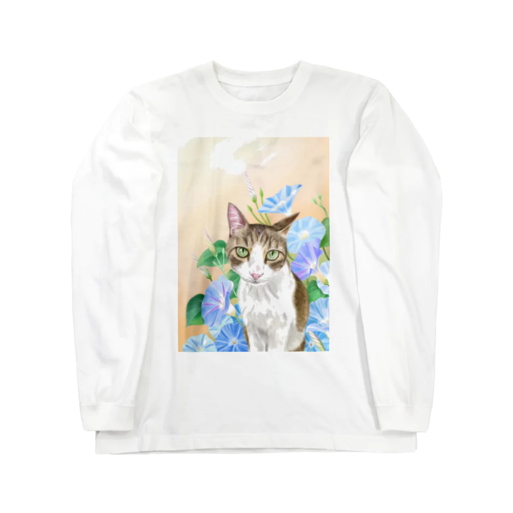Ａｔｅｌｉｅｒ　Ｈｅｕｒｅｕｘの朝顔と猫 Long Sleeve T-Shirt