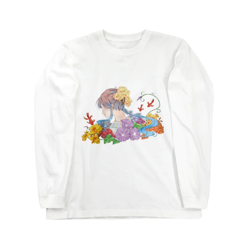 オリジナル雑貨店『ホットドッグ』の『日本のきもの美人』～夏の思い出～　ロングTシャツ Long Sleeve T-Shirt