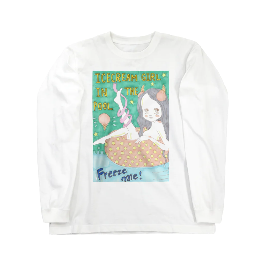 kaoru_littieのIce cream girl in the pool            ロングスリーブTシャツ