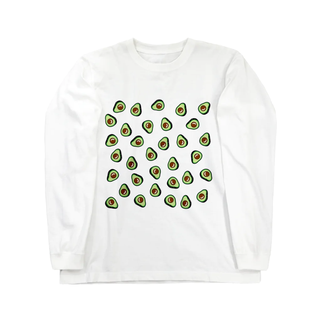 JapaneseRubberStampsのアボカドット Long Sleeve T-Shirt