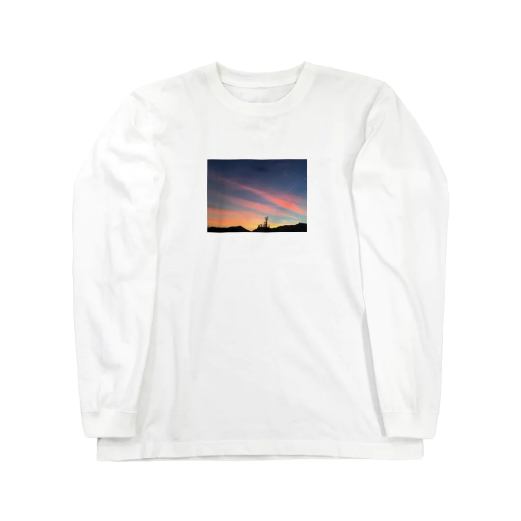 cozcozの港の夕焼け ロングスリーブTシャツ