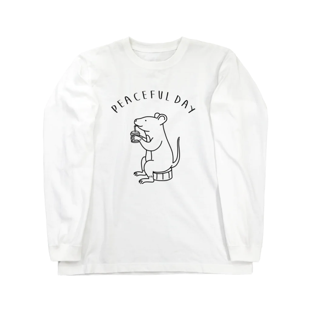 AliviostaのPeaceful Day ネズミ 動物イラスト Long Sleeve T-Shirt