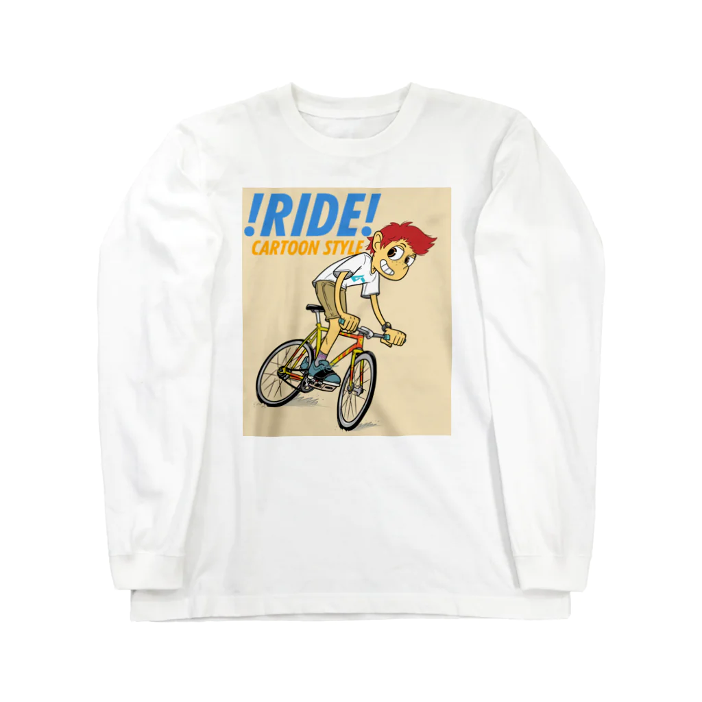 nidan-illustrationの!RIDE! (CARTOON STYLE) ロングスリーブTシャツ