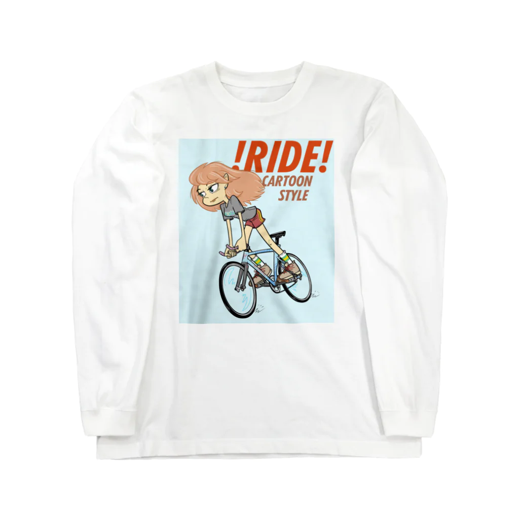 nidan-illustrationの!RIDE! (CARTOON STYLE) ロングスリーブTシャツ