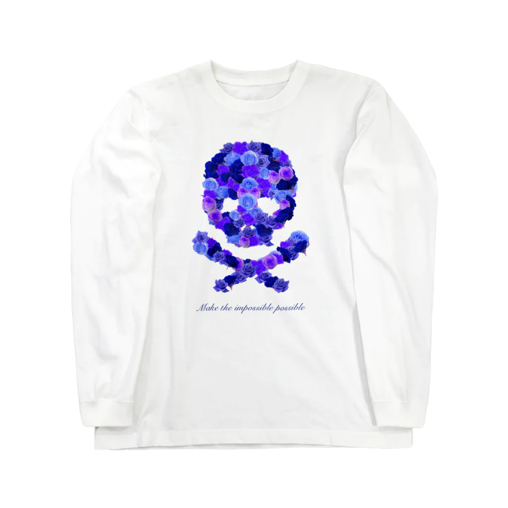 スカル君とスケルちゃんのフラワードクロ（ブルー） Long Sleeve T-Shirt