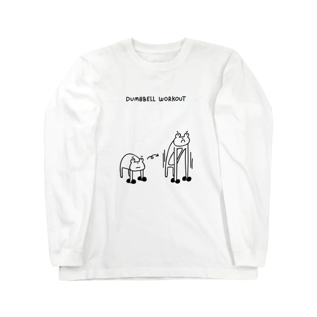 PokuStarの鉄アレイを持ち上げるカエル Long Sleeve T-Shirt