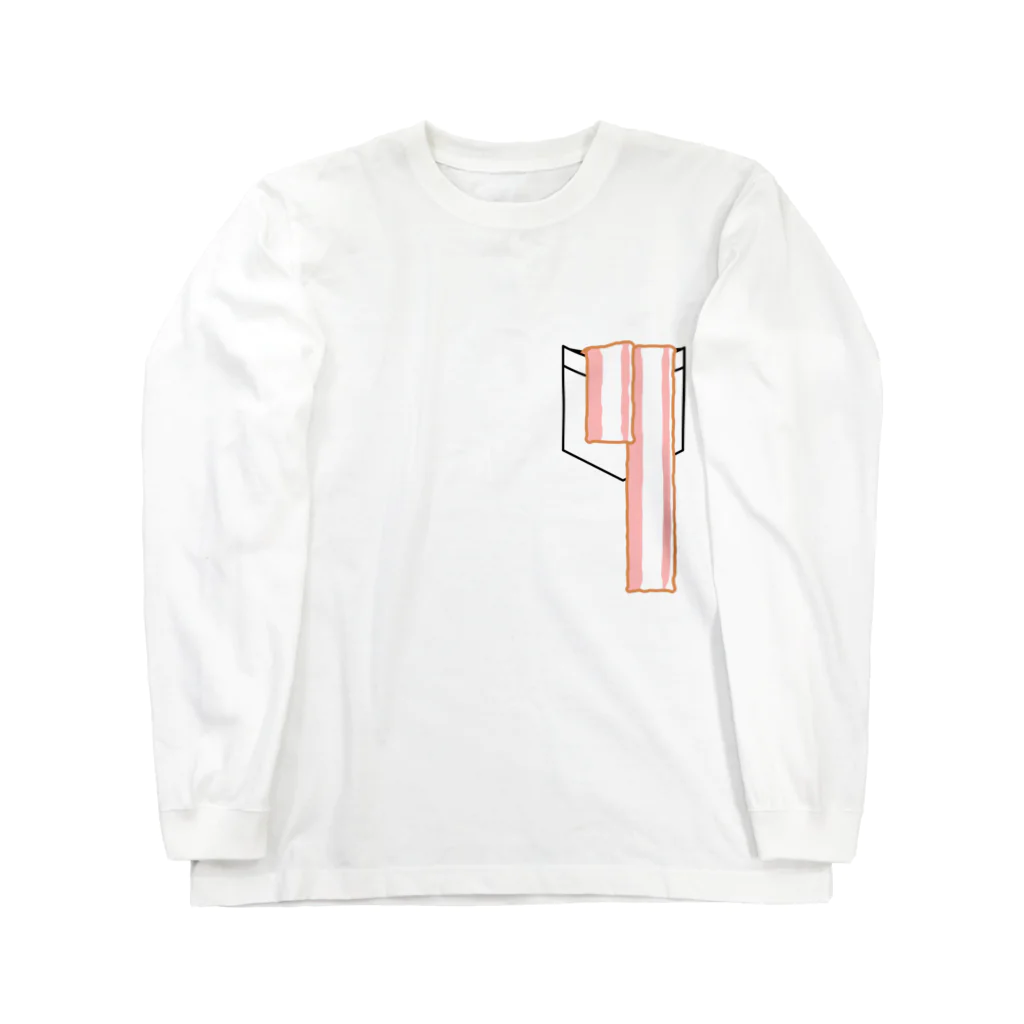 PokuStarのポケットにベーコン Long Sleeve T-Shirt