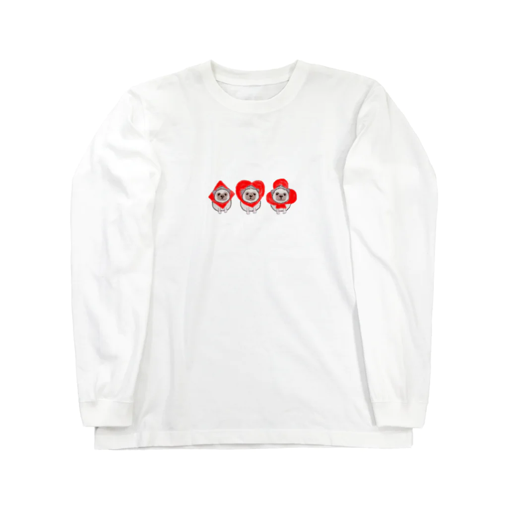 ハピモコのトランプの被り物ハリネズミ Long Sleeve T-Shirt