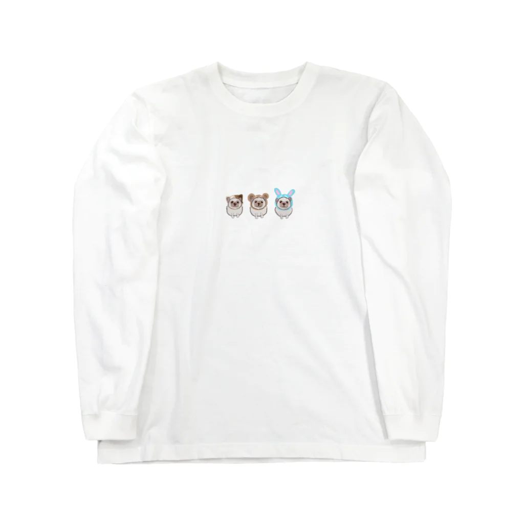 ハピモコのアニマル被り物ハリネズミ Long Sleeve T-Shirt