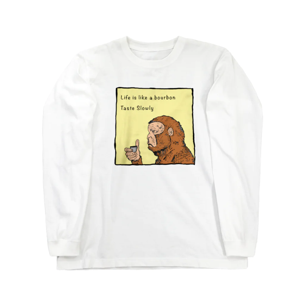 ばらっくんのDrinking Monkey 酒飲みザルカラーver Long Sleeve T-Shirt