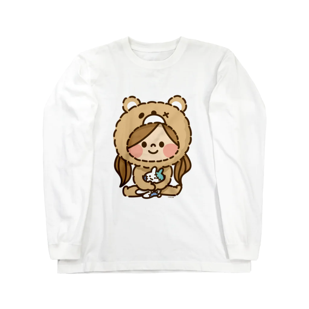 アグリム@かわ主婦スタンプ制作中のかわいい主婦の1日もこもこクマ柄 Long Sleeve T-Shirt