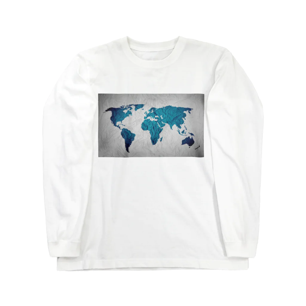 Sakura-yuanの氷と水の世界地図 ロングスリーブTシャツ