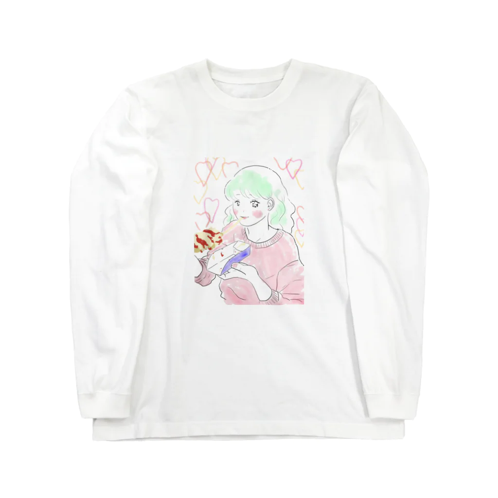 桜子のオンラインショップのチーズドックを食べる女の子はあざといね ロングスリーブTシャツ