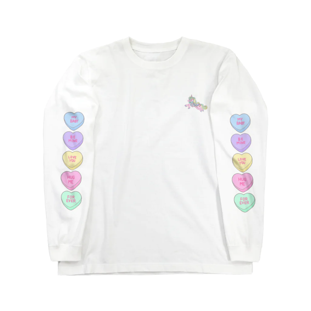 nyamoooのキャンディーハーツスリーブ Long Sleeve T-Shirt