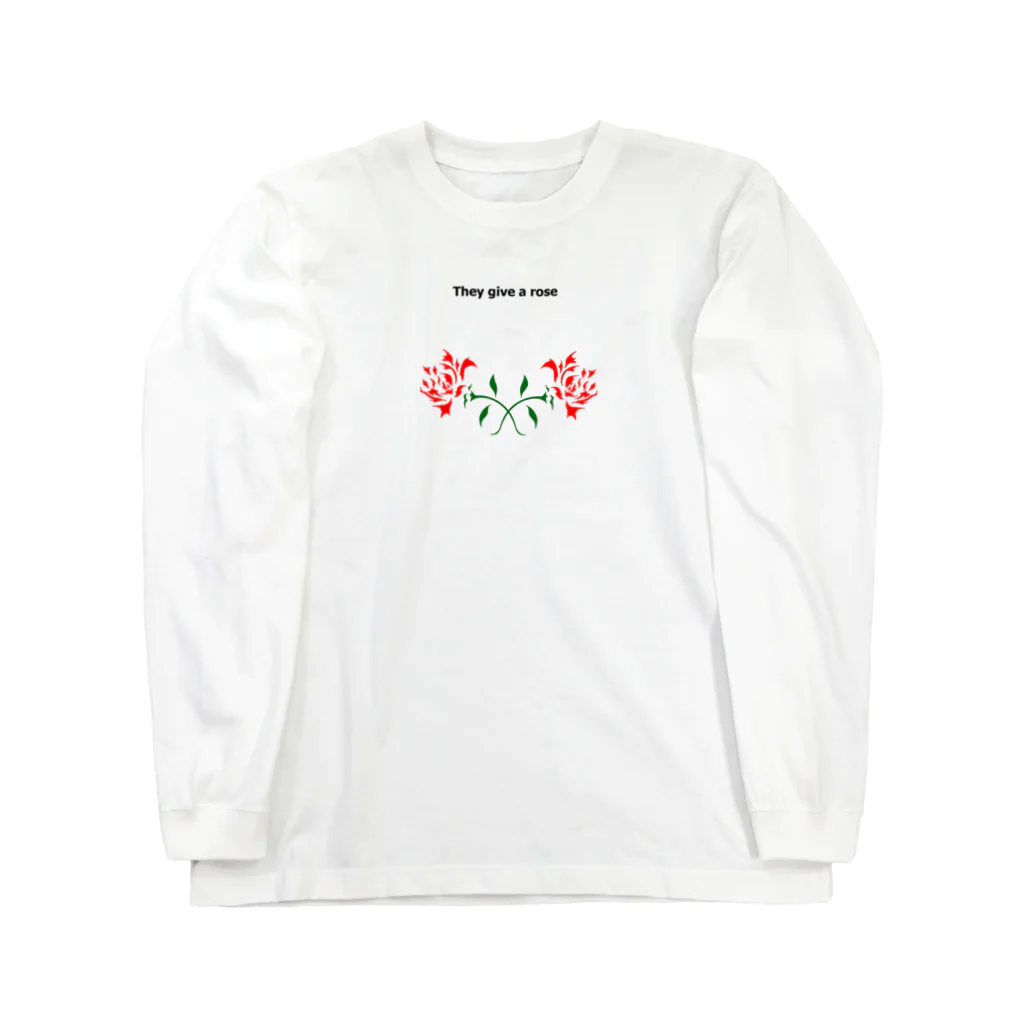 杉山田のバラのクロス ロングスリーブTシャツ