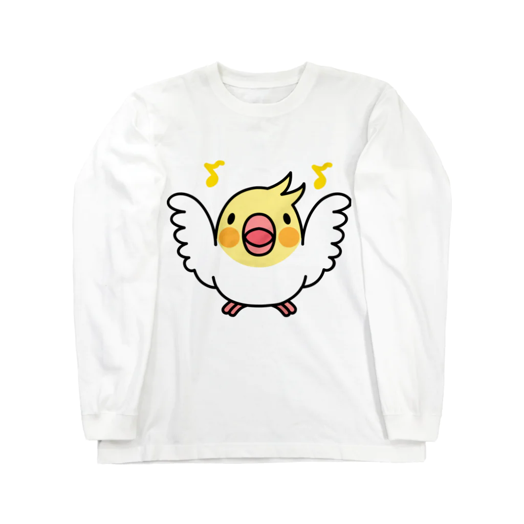 まめるりはことりのまるまるオカメインコ【まめるりはことり】 ロングスリーブTシャツ