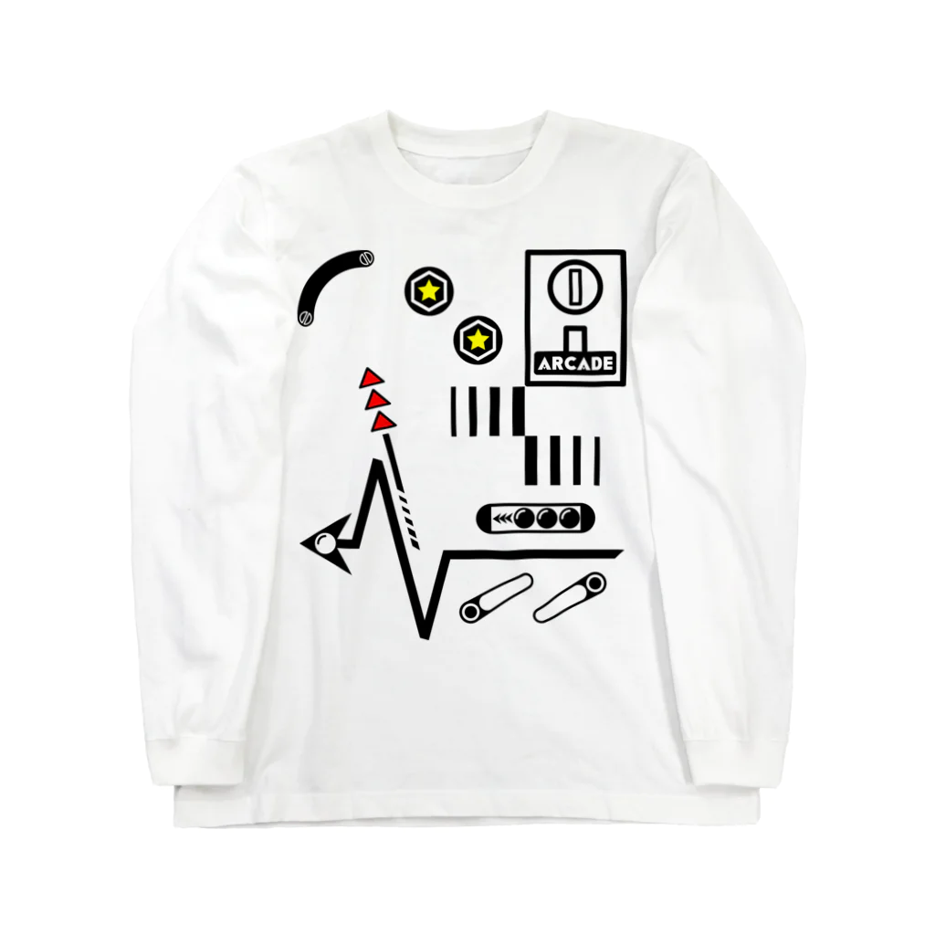 tv.dinner_の[ARCADE]PINBALL White ロングスリーブTシャツ