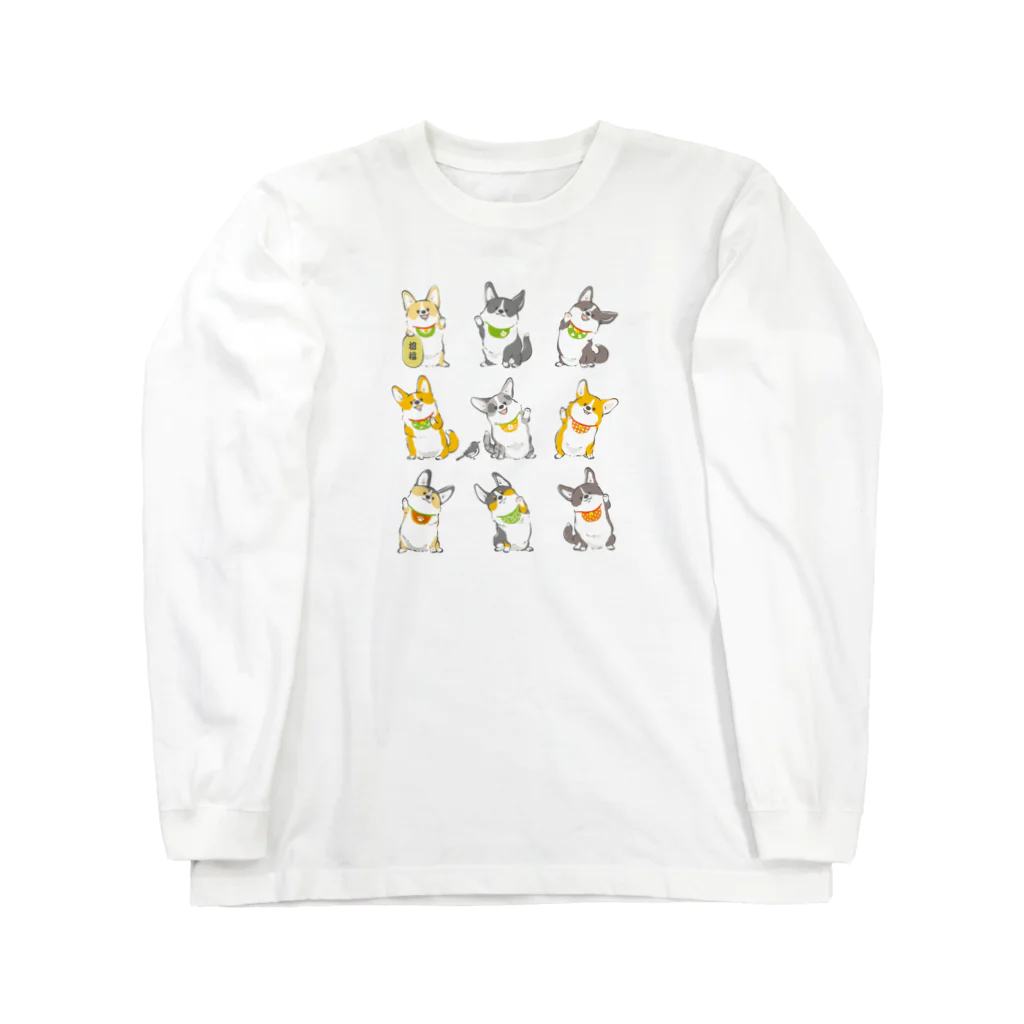 サカモトリエ/イラストレーターの招きコーギー Long Sleeve T-Shirt