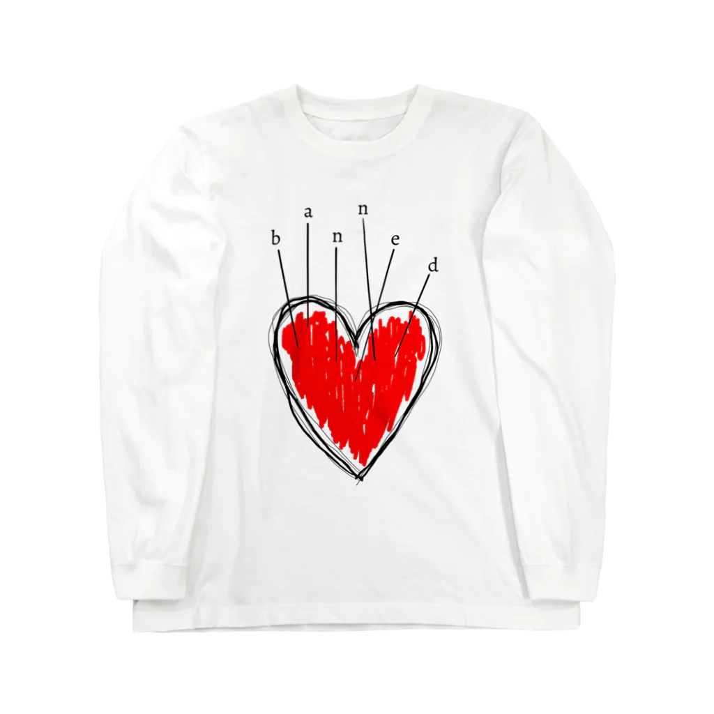 bannedのbanned heart White ロングスリーブTシャツ