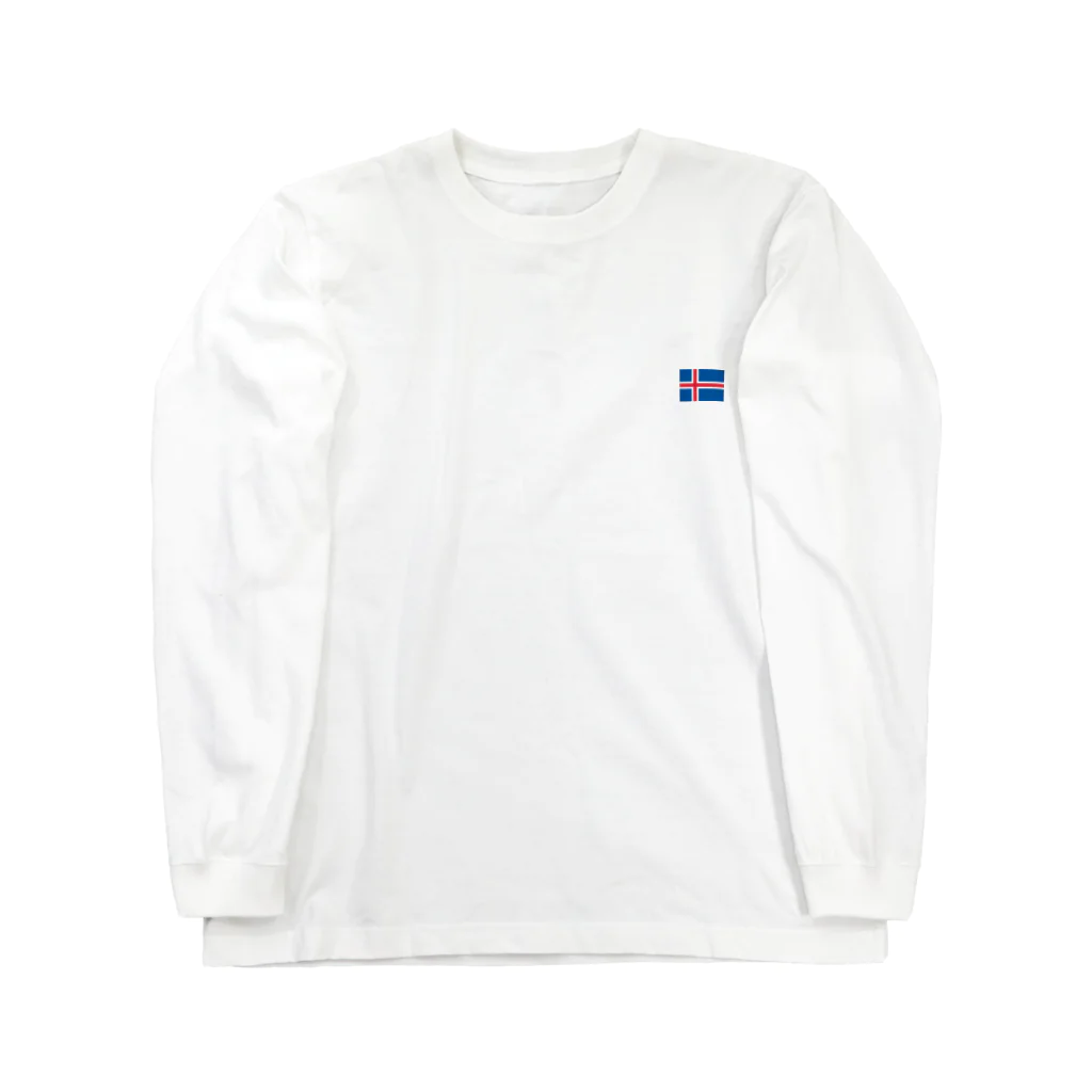 大のアイスランド国旗 胸ロゴ Long Sleeve T-Shirt