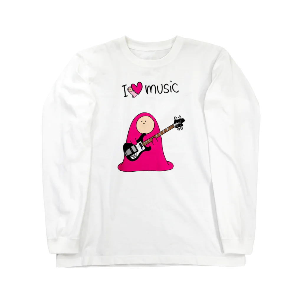 フトンナメクジのI LOVE MUSIC - アイラヴミュージック エレクトリックベースVer.  ロングスリーブTシャツ