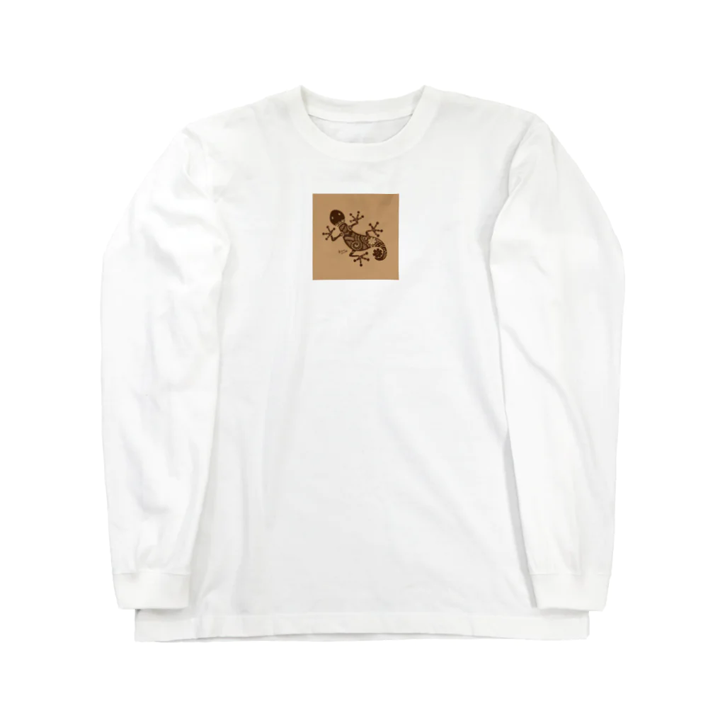 kiwaiwakiのヤモリ(暗茶) Long Sleeve T-Shirt